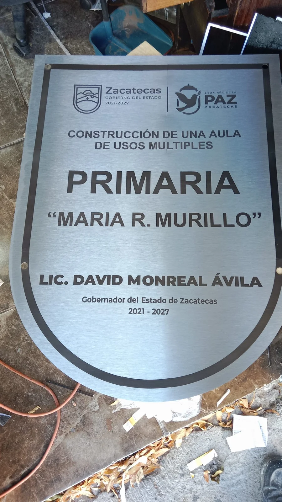 Placa inaugural de obra pública para gobierno en acero 304